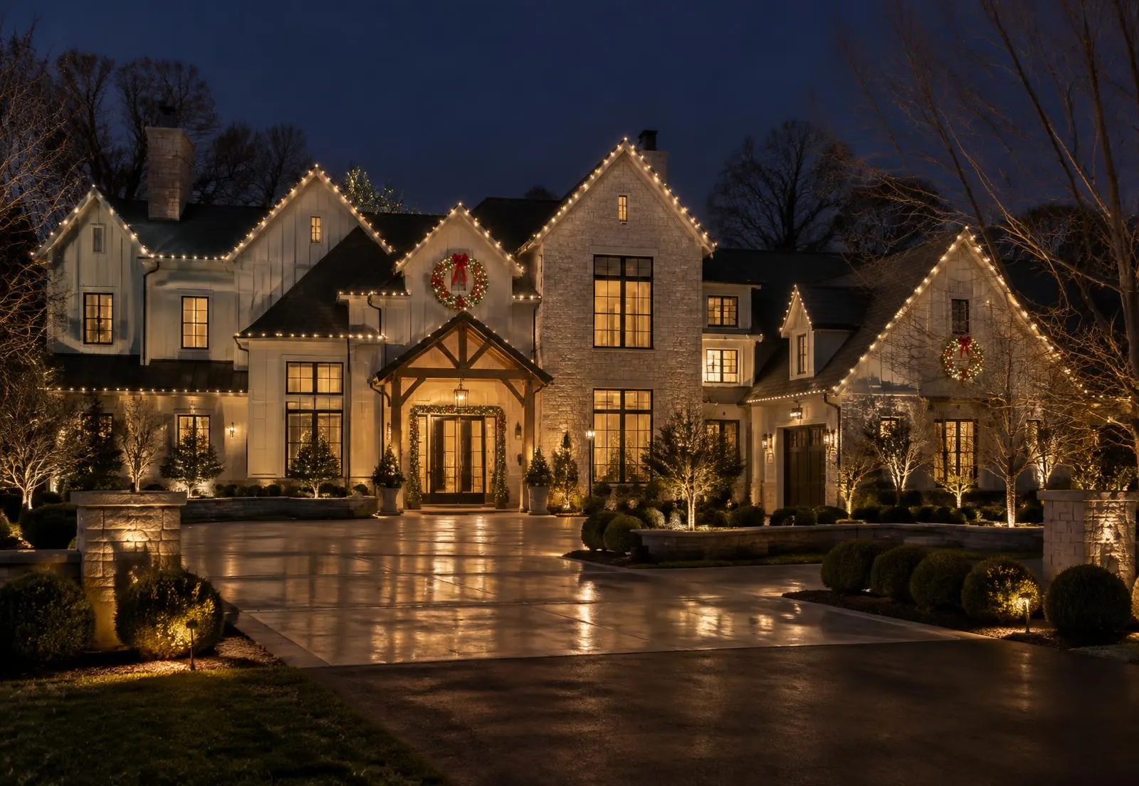 Modern farmhouse Christmas lights